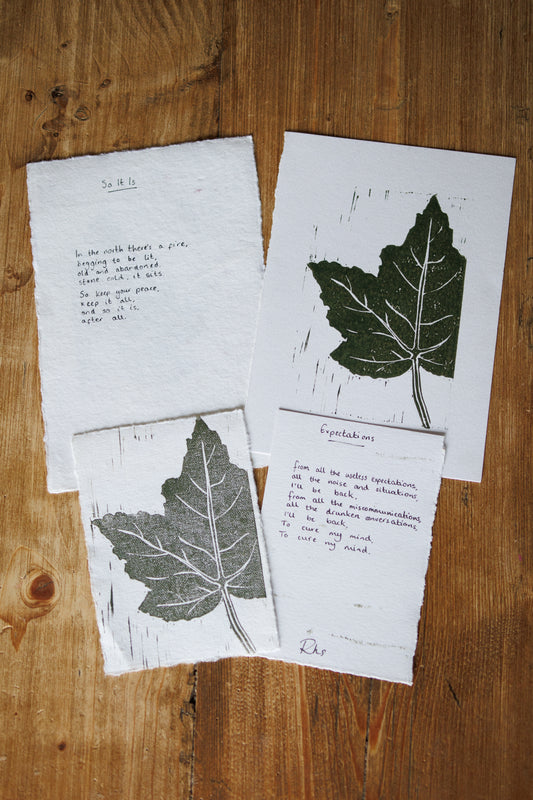 Lyric Lino Prints - handprinted and handwritten