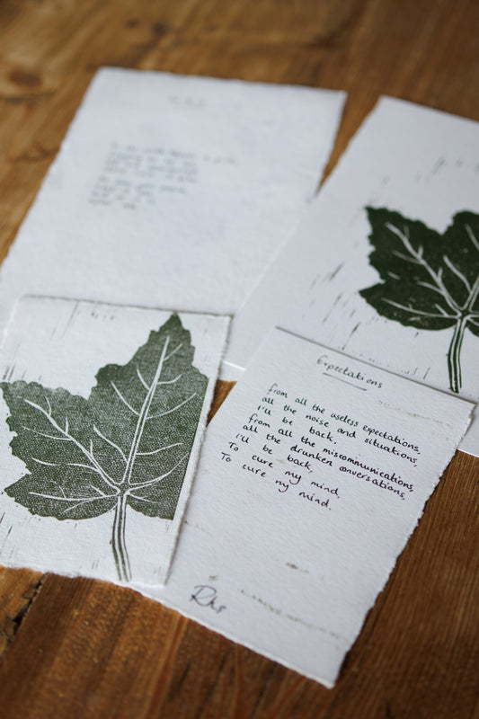 Lyric Lino Prints - handprinted and handwritten